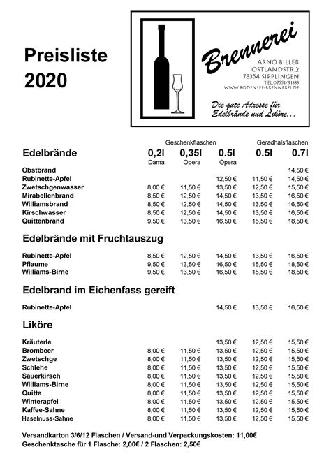 PREISLISTE .